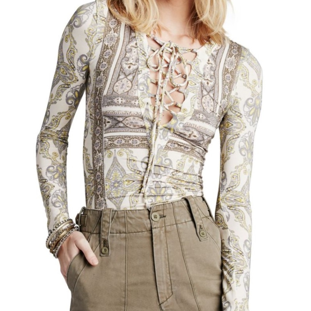 Free People Mai Tai Lace up Top